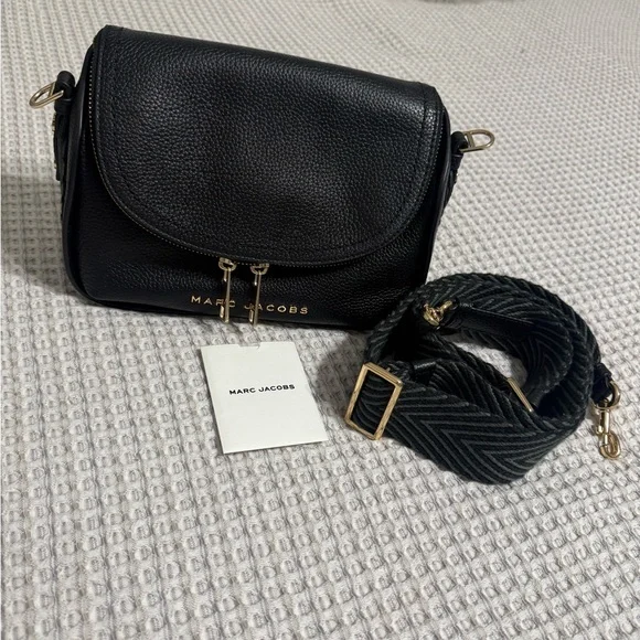 Marc Jacobs Black Crossbody Bag with Gold Accents